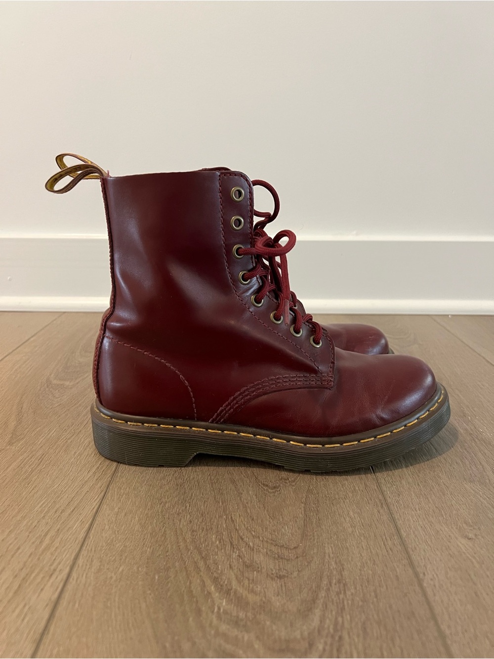 Women’s Dr Martens Pascal Cherry Red Lace-Up Leather Combat Boots US 8 / UK 6 - Picture 6 of 16